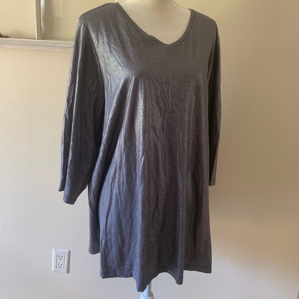 Catherine’s Long Sleeve Shimmer Metallic Top
